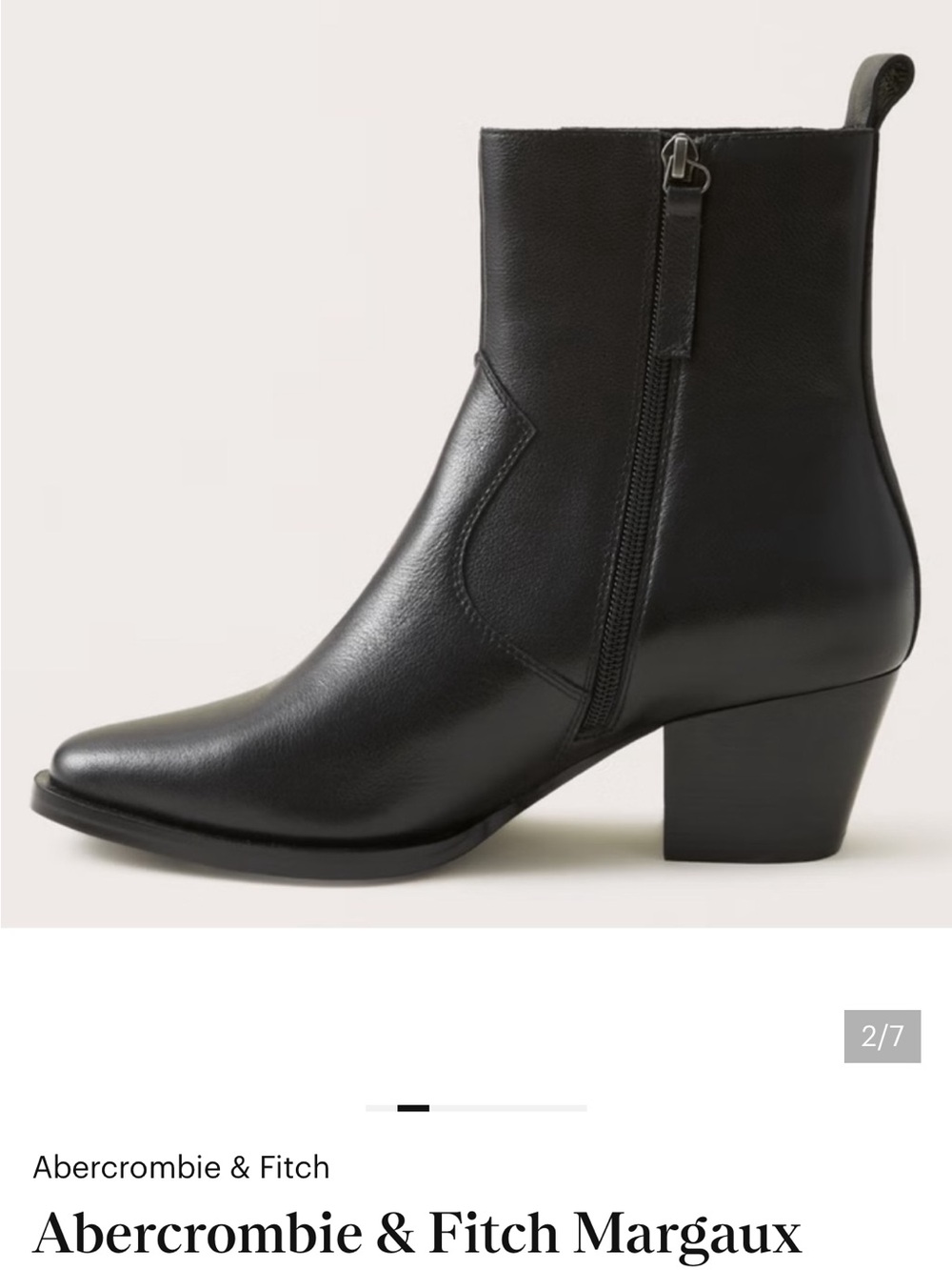 Abercrombie & Fitch Black Leather Block Heel Ankle Boots